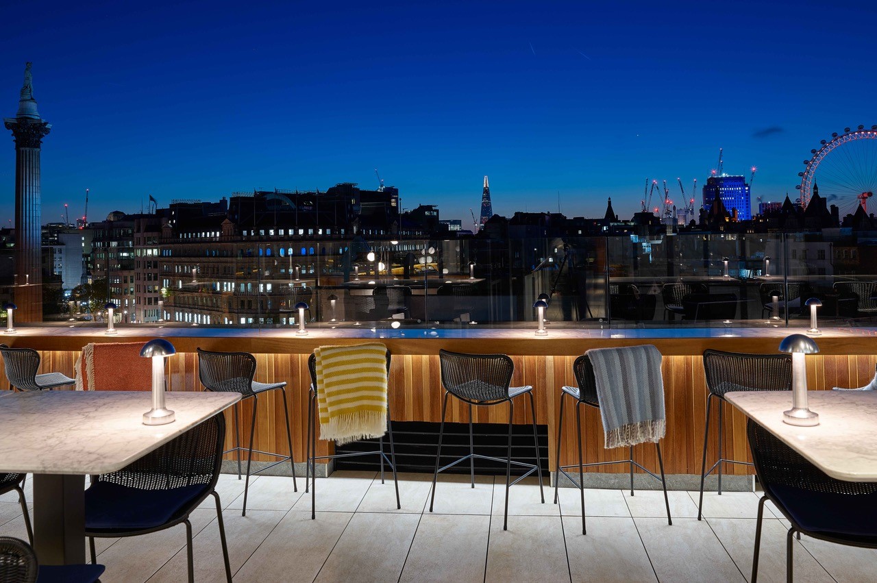 Rooftop Gallery venue in Trafalgar, stylish bar and panoramic cityscape for events.