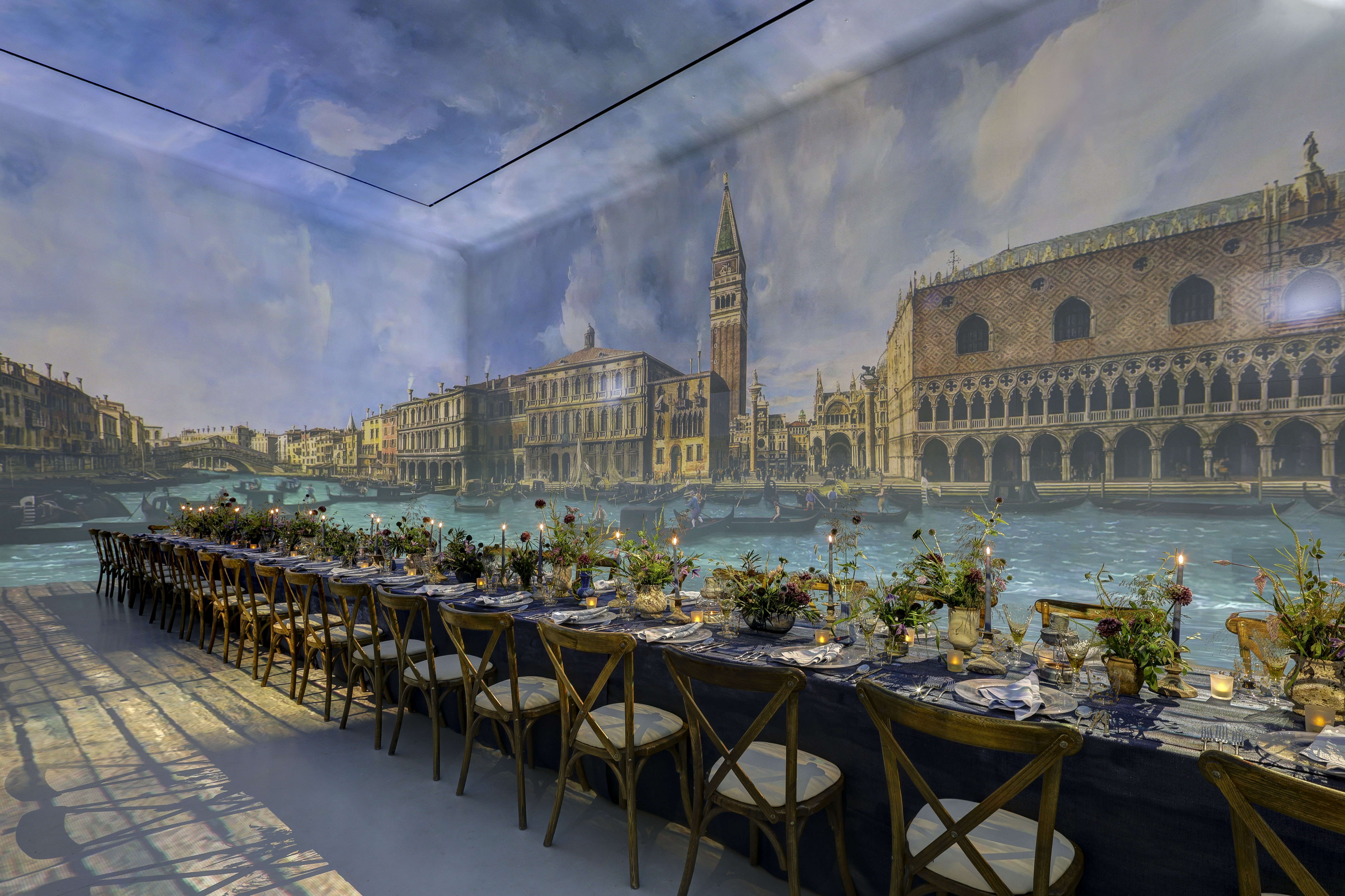 Elegant long table setup in Frameless for high-end corporate events and private celebrations.