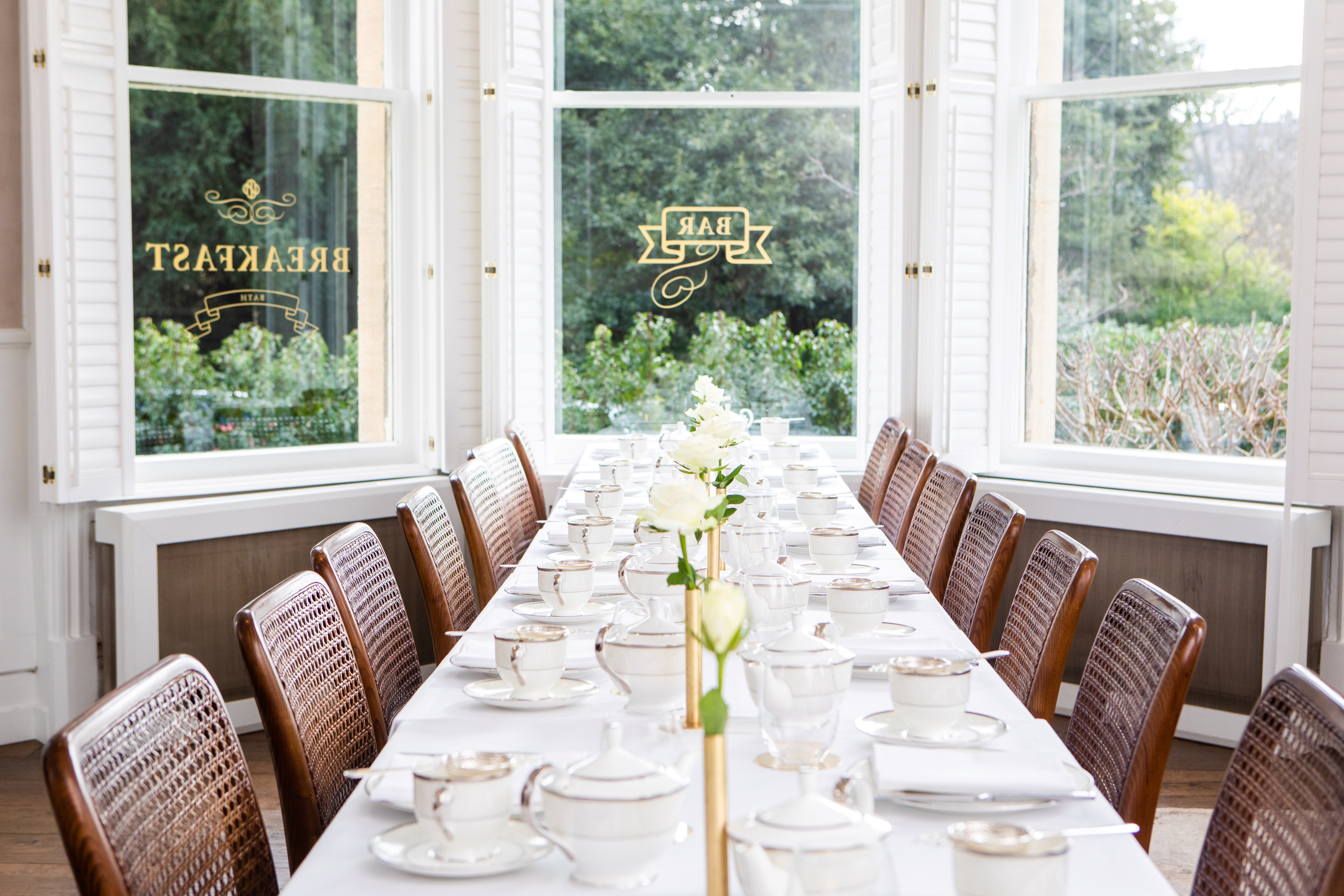 Elegant dining room at Henrietta Bar & Garden, perfect for upscale events and meetings.