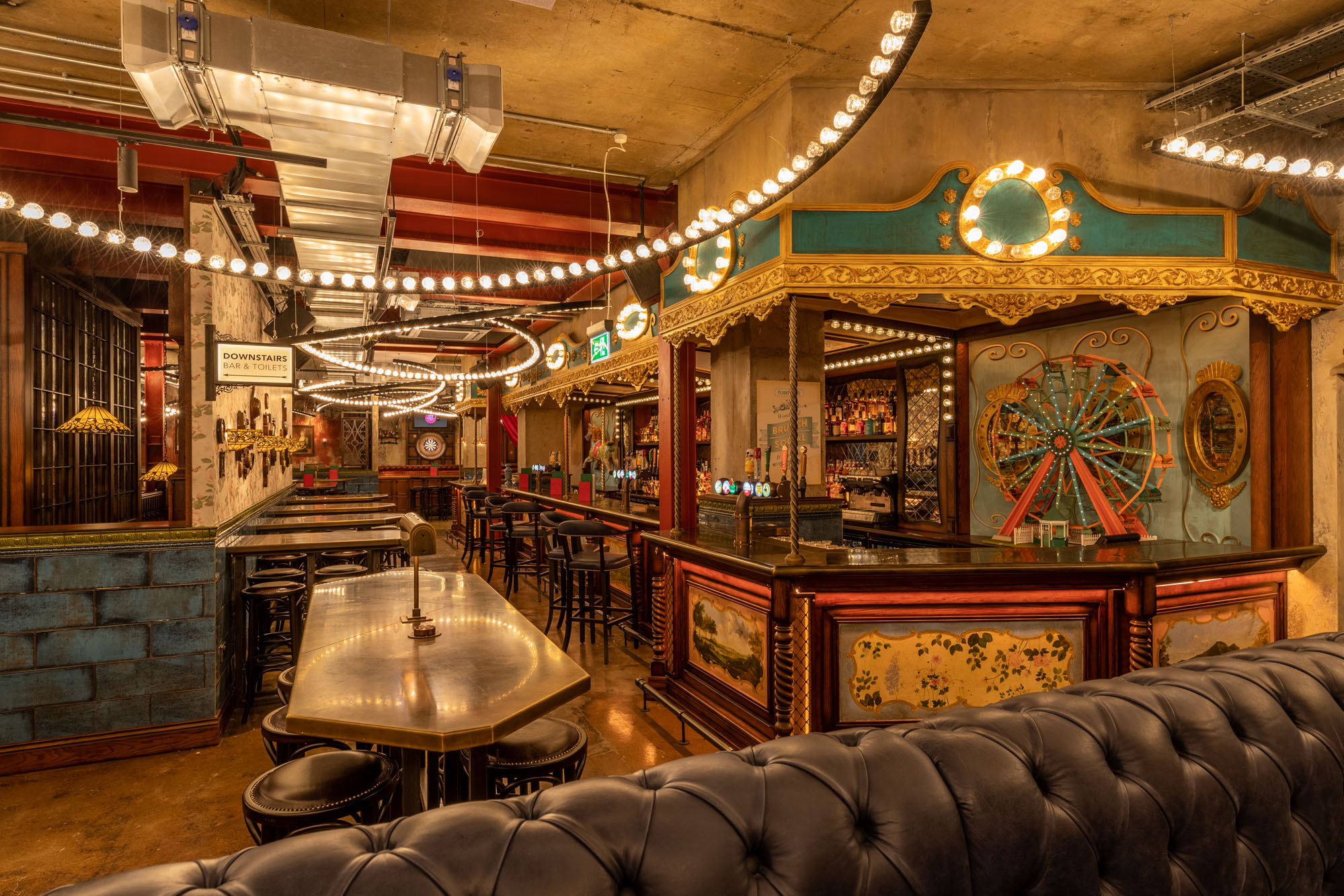 Vibrant Flight Club Leeds venue with vintage decor, ideal for events and gatherings. - Banner