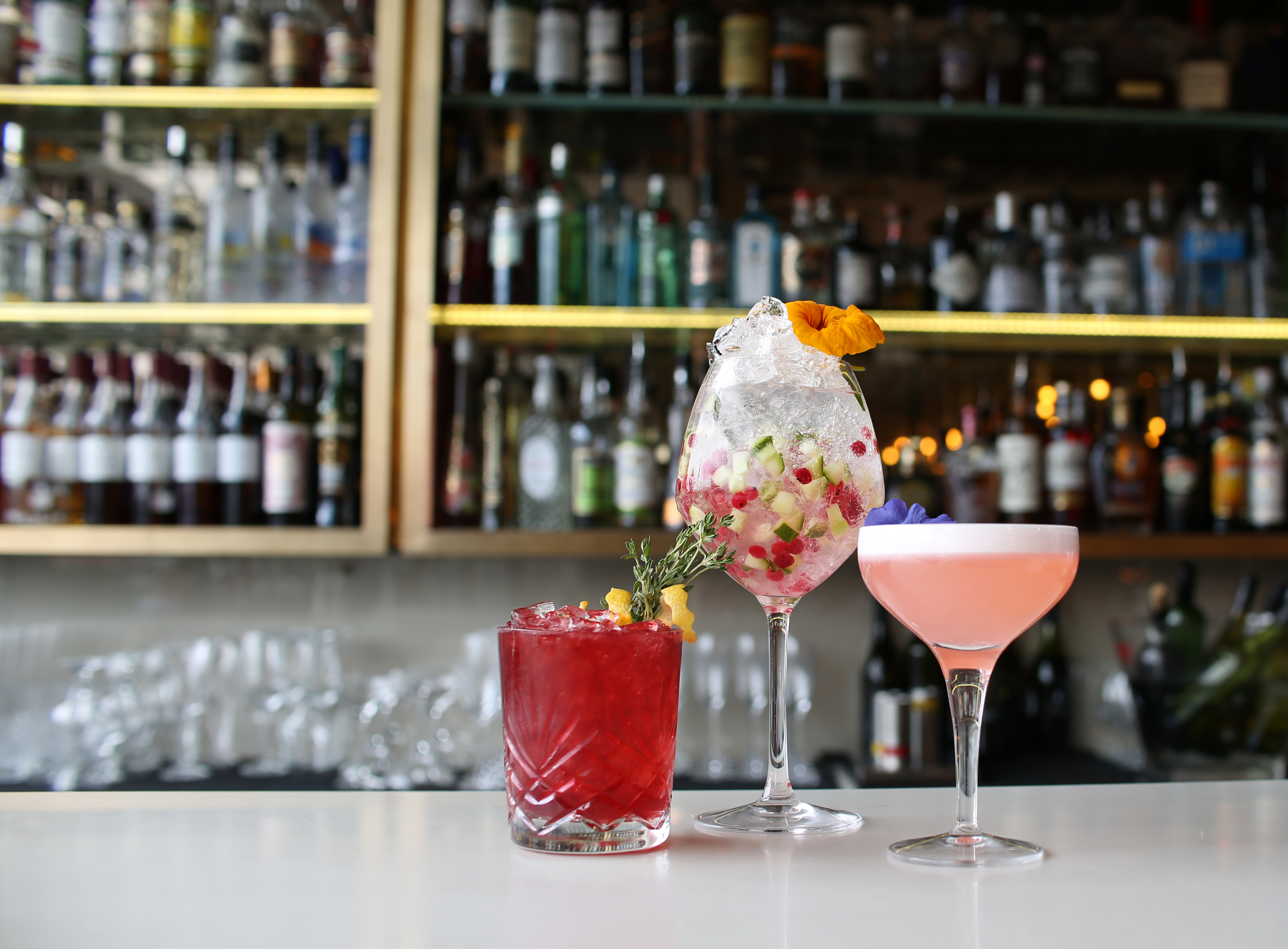 Vibrant cocktails at Fourth Floor Bar, perfect for networking events and celebrations.