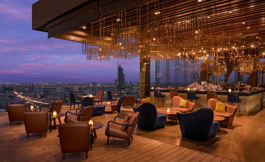 Rooftop bar at The Opera with skyline view, ideal for upscale events and meetings. - Banner
