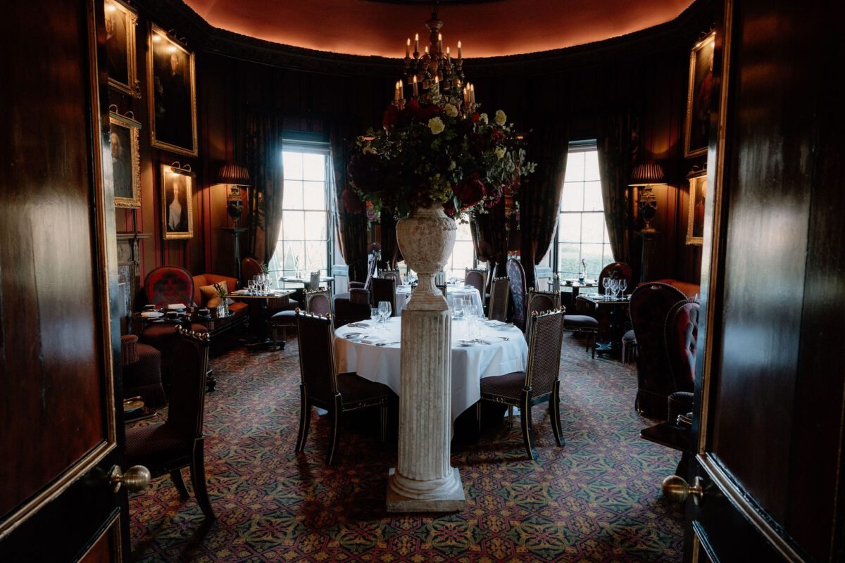 Elegant dining room at Rhubarb Restaurant, perfect for corporate dinners and celebrations.