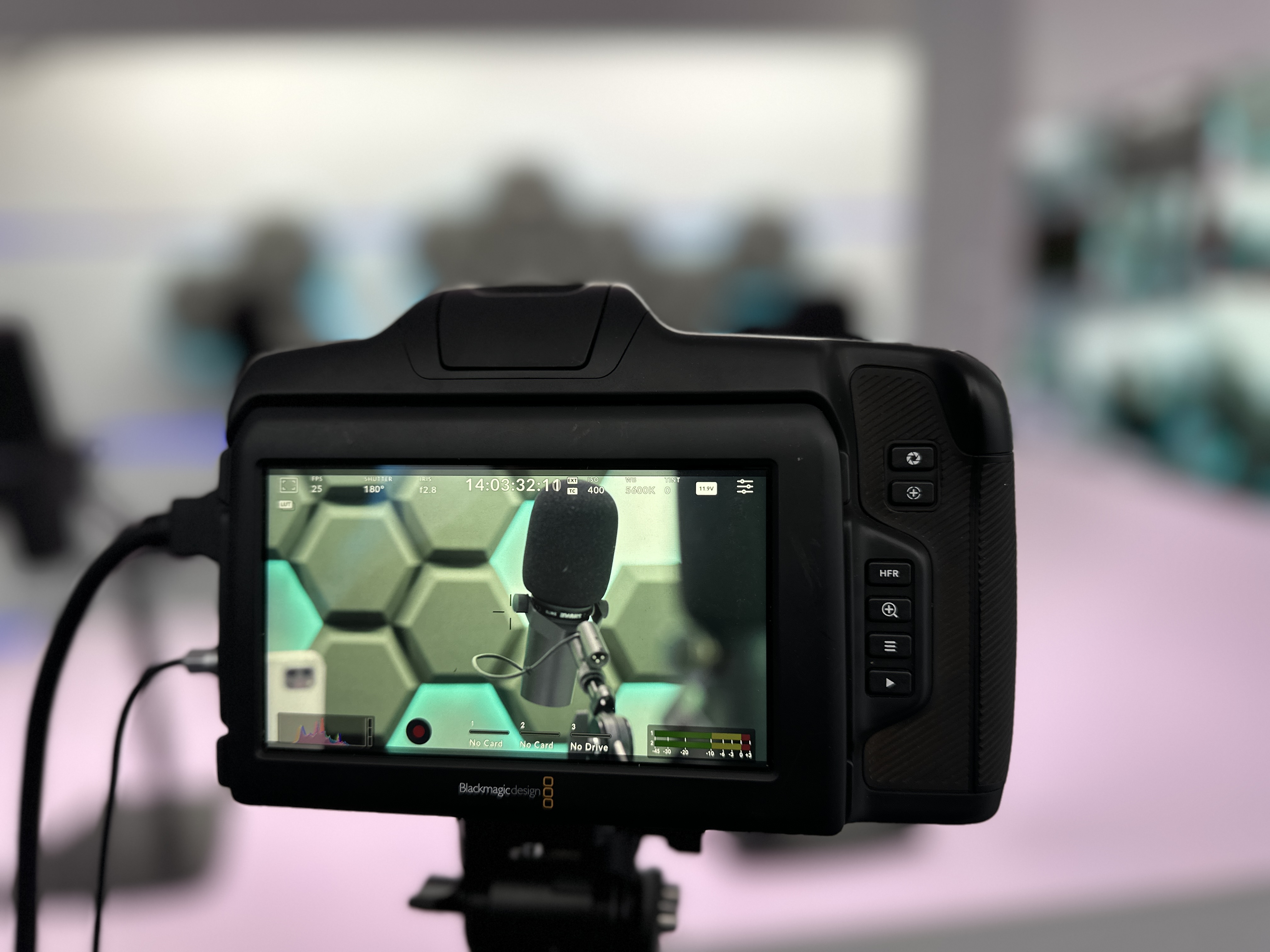 Redbridge Podcast Studio with microphone setup for high-quality recordings and events.