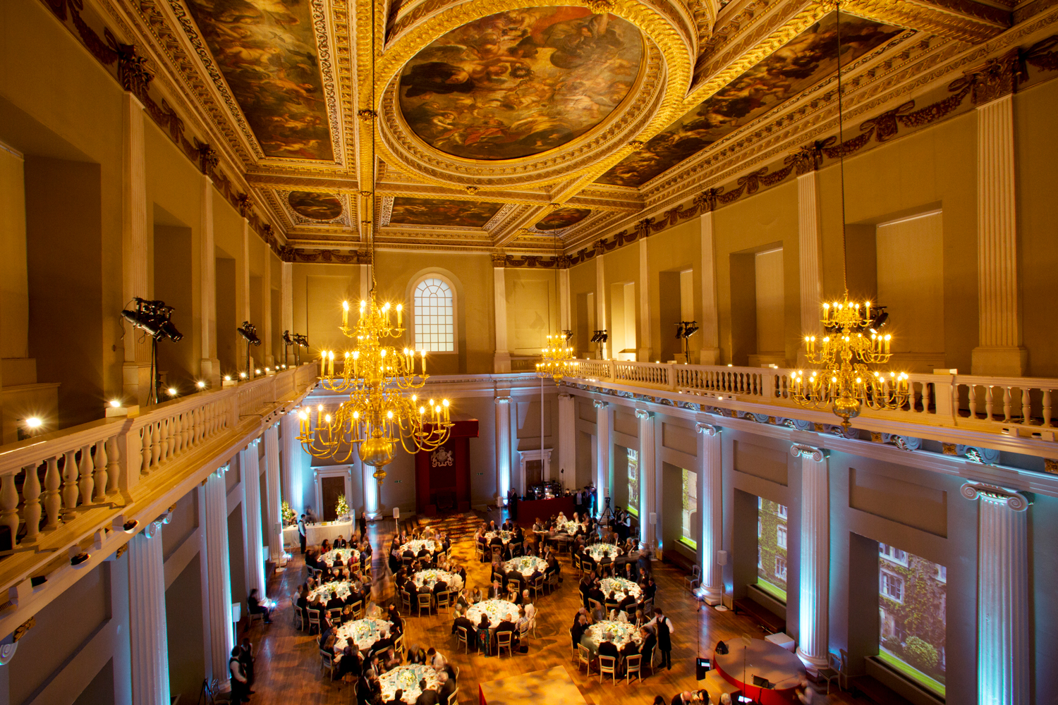 Main Hall at The Venue with elegant chandeliers, perfect for weddings and corporate events.