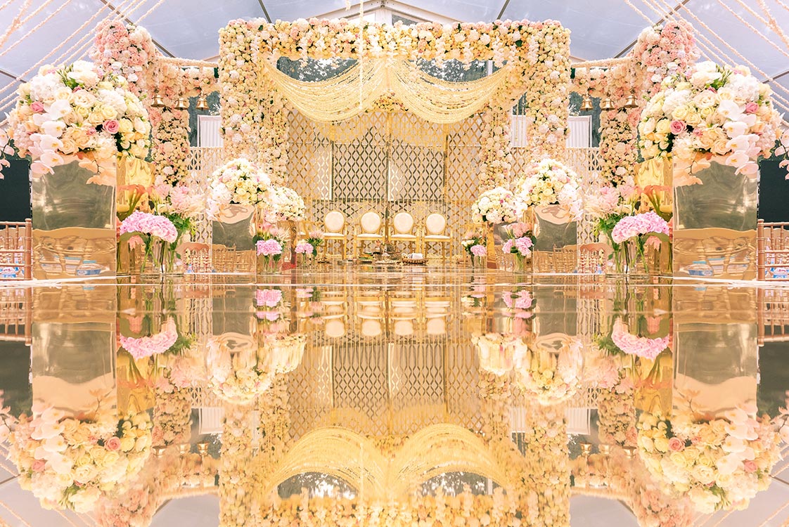 Lavish wedding mandaps with floral decor and elegant drapery for upscale events.