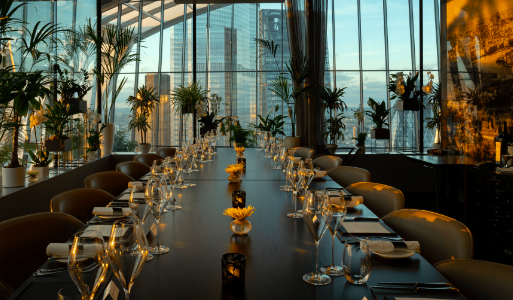 Vinoly Private Dining Room, elegant table, upscale corporate events, intimate gatherings.