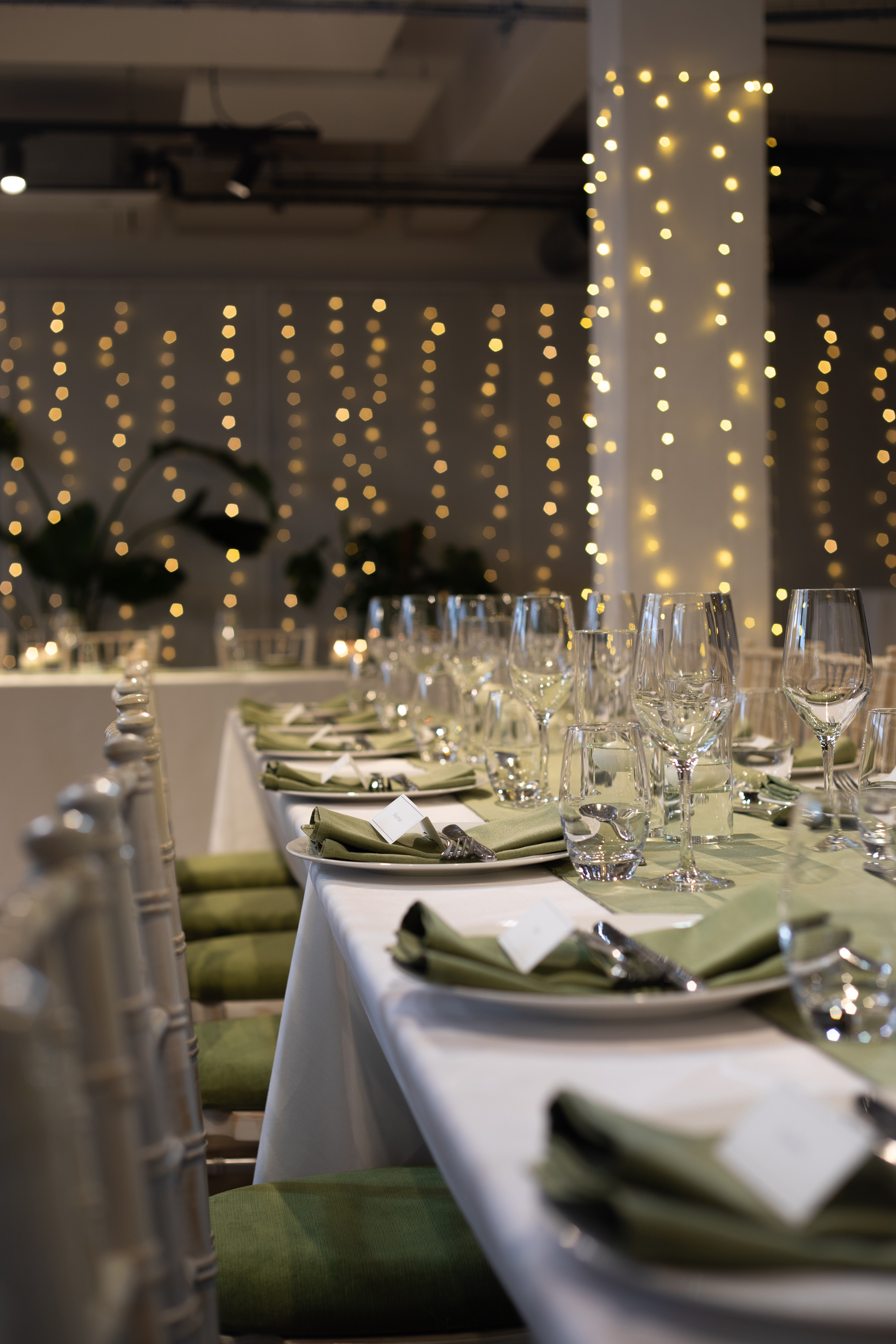Elegant dining table setup at The White Space for formal events and galas.