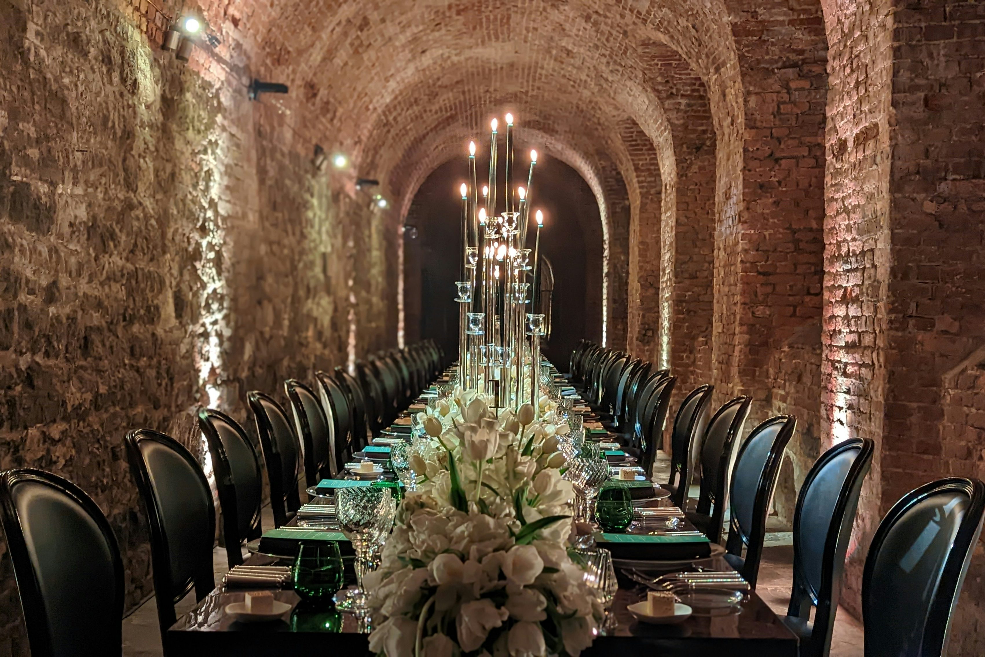 Elegant dining table in The Charterhouse's Governors' Room for upscale events. - Banner