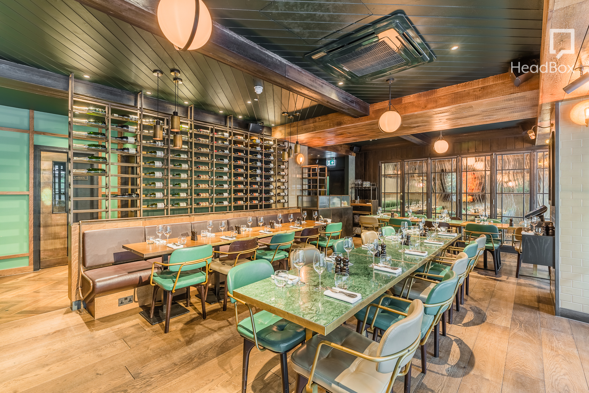 Mezzanine dining space at The Coal Shed London, ideal for intimate corporate events.