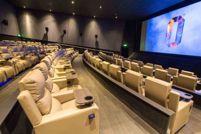 Modern ODEON LUXE Birmingham cinema with plush reclining seats for film screenings.