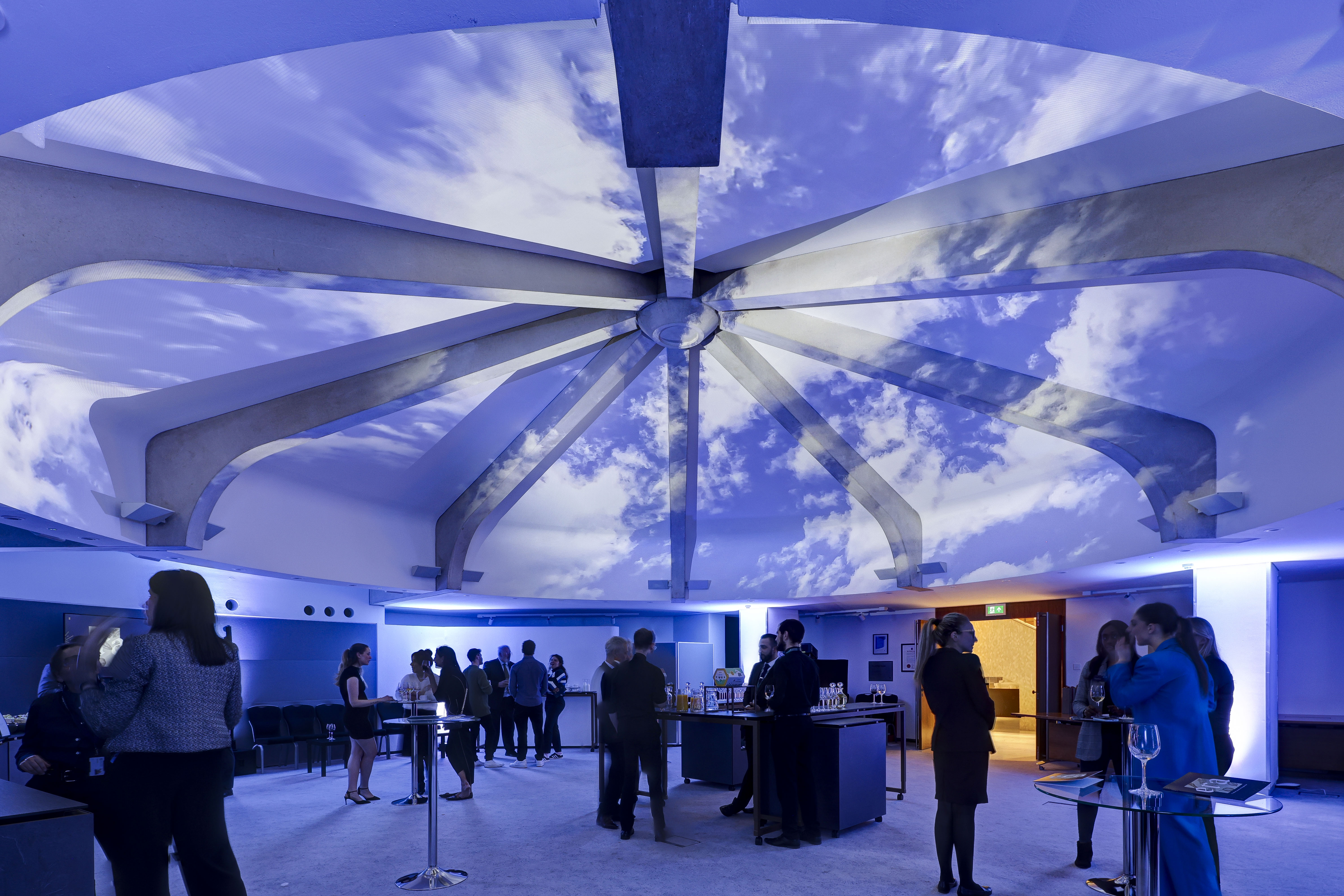 Council Chamber at RCP London Events with stunning ceiling projection for corporate gatherings.