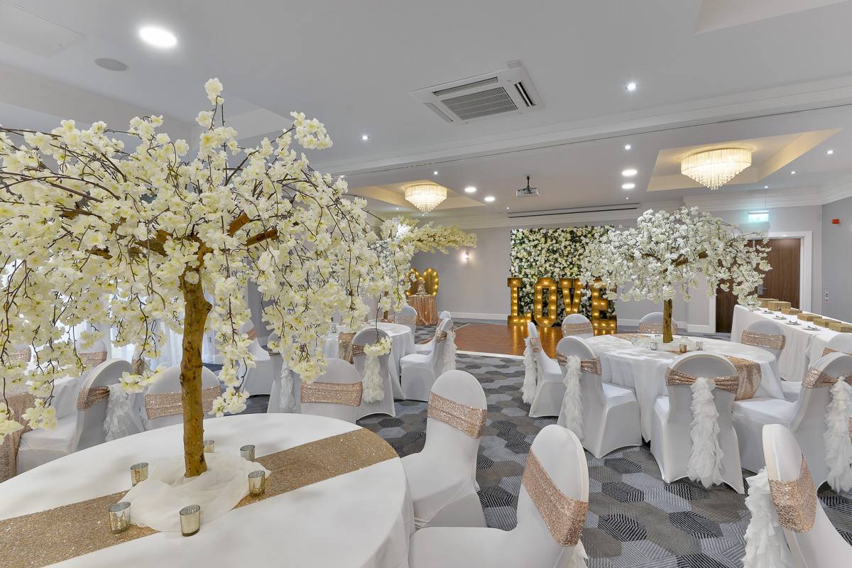 Elegant private function room at Norton Grange Hotel for weddings and formal gatherings.