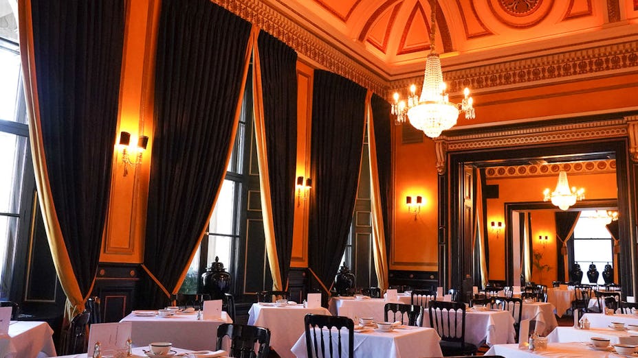 Elegant fine dining setting in The Dome Edinburgh for formal events and banquets.