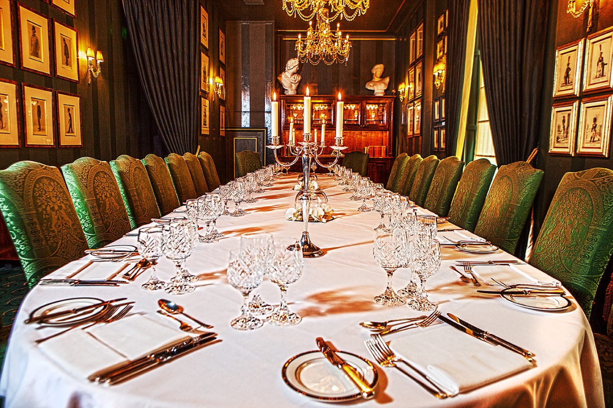 Elegant dining room in The Dome Edinburgh, ideal for networking events and formal meetings.