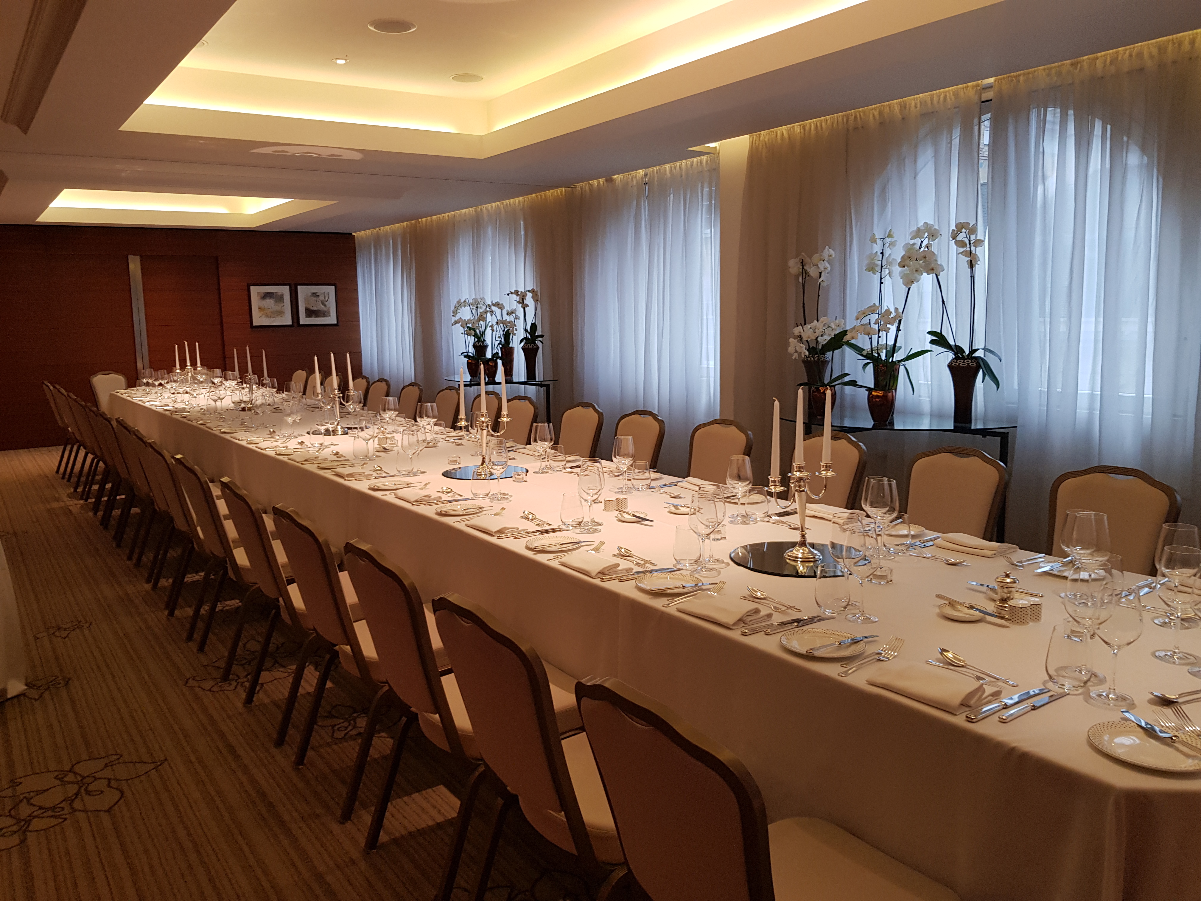Elegant banquet setup at The Fitzrovia, Langham London for corporate events and meetings.