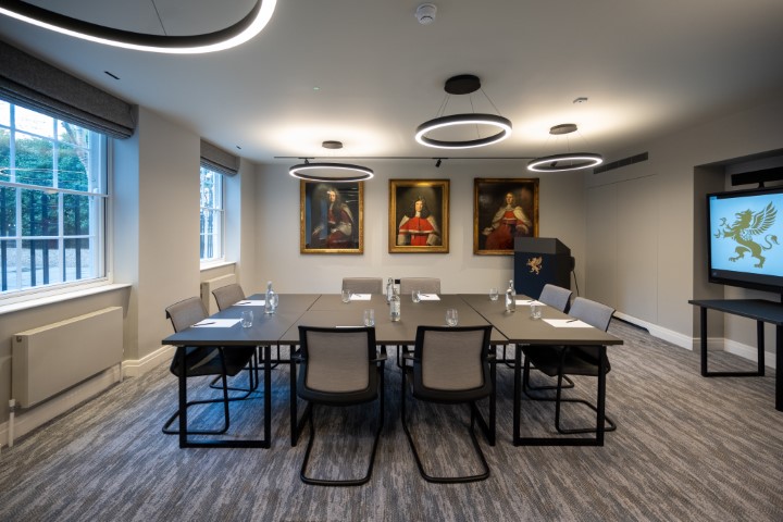 Modern meeting room at Gray's Inn with sleek table setup, ideal for corporate events.