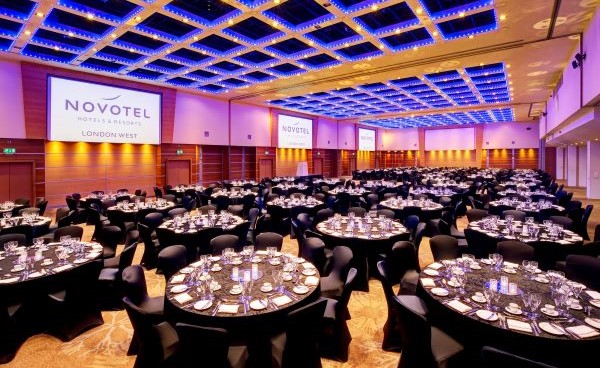 Elegant event space at Novotel London West for corporate dinners and weddings.