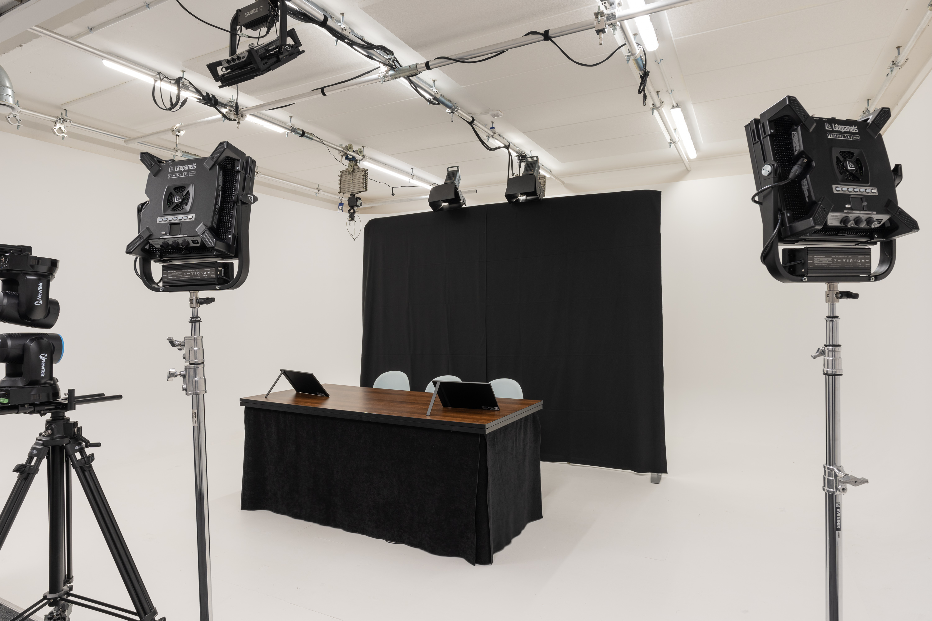 Professional virtual broadcast studio setup at Digital Studio for hybrid events and live streaming.