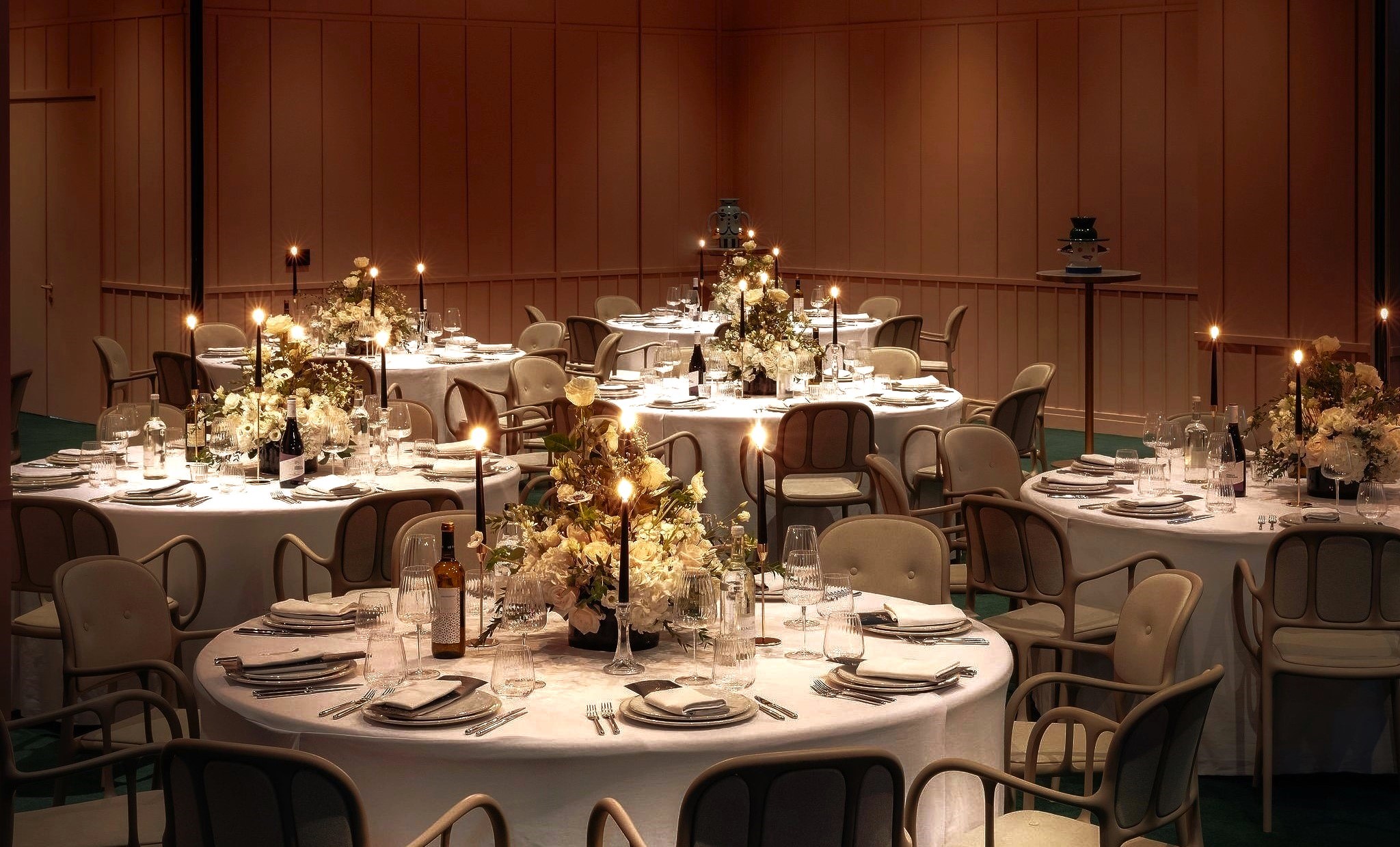 Elegant banquet setting in Creative Room 1-3, art'otel London for sophisticated events.
