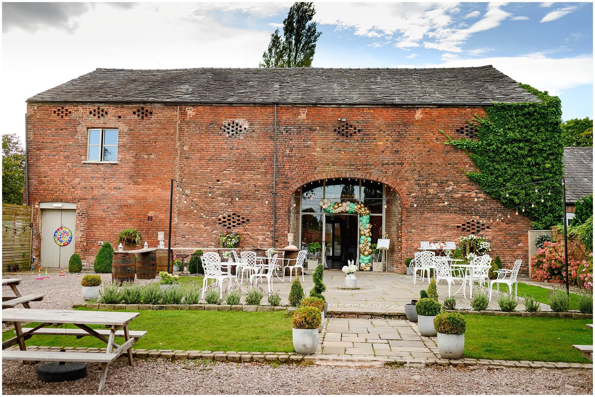 Rustic barn venue balcony at The Barn at Morleys Hall for wedding and corporate event receptions.