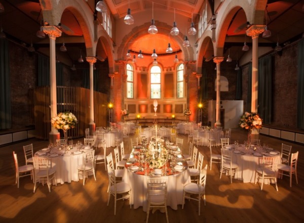 Elegant banquet space at Hallé St Peter's, ideal for weddings and upscale events.