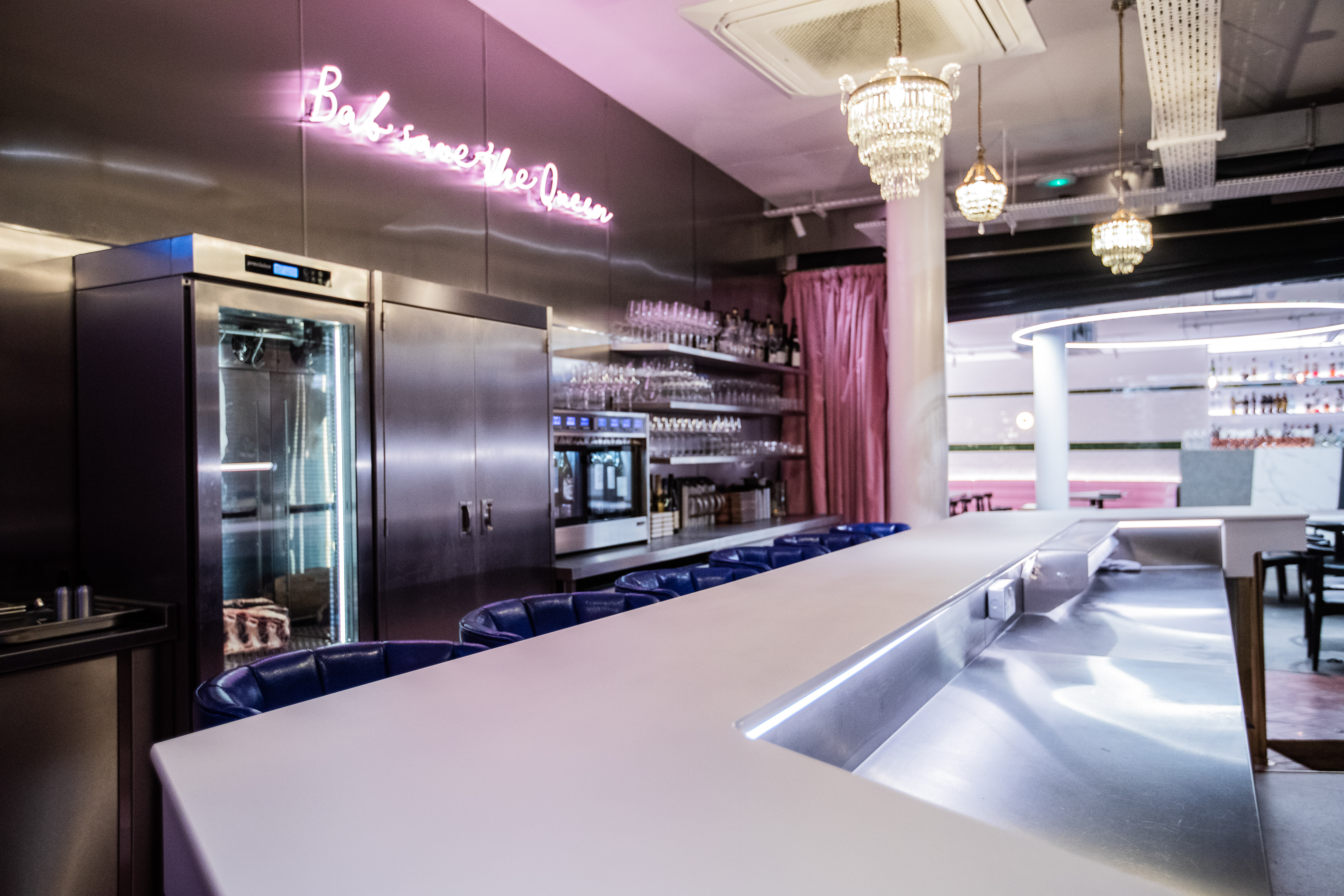 Chic bar area at The Lounge & Kebab Queen, perfect for networking events and meetings.