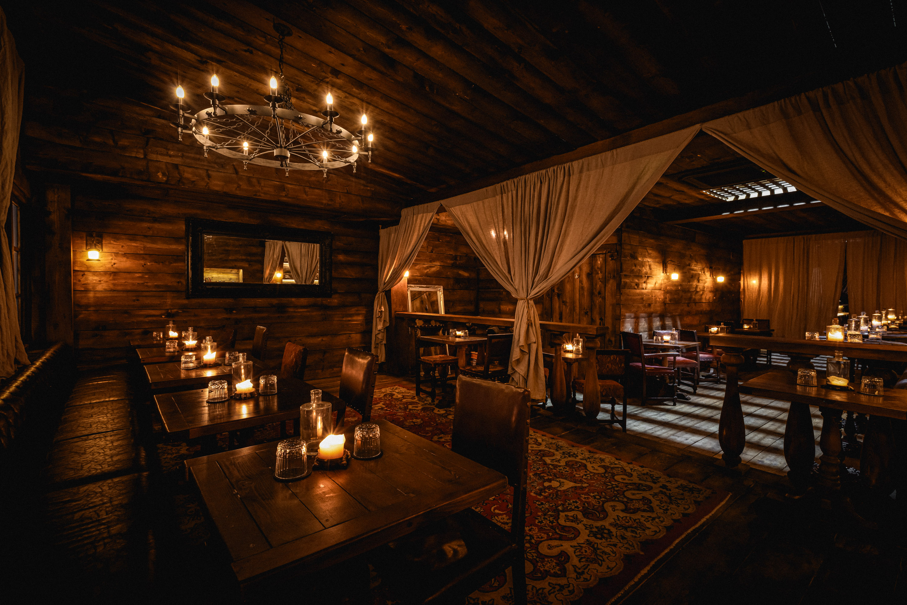 Captain’s Quarters at Rhum Tavern with wood-paneled walls for VIP dinners and corporate events.