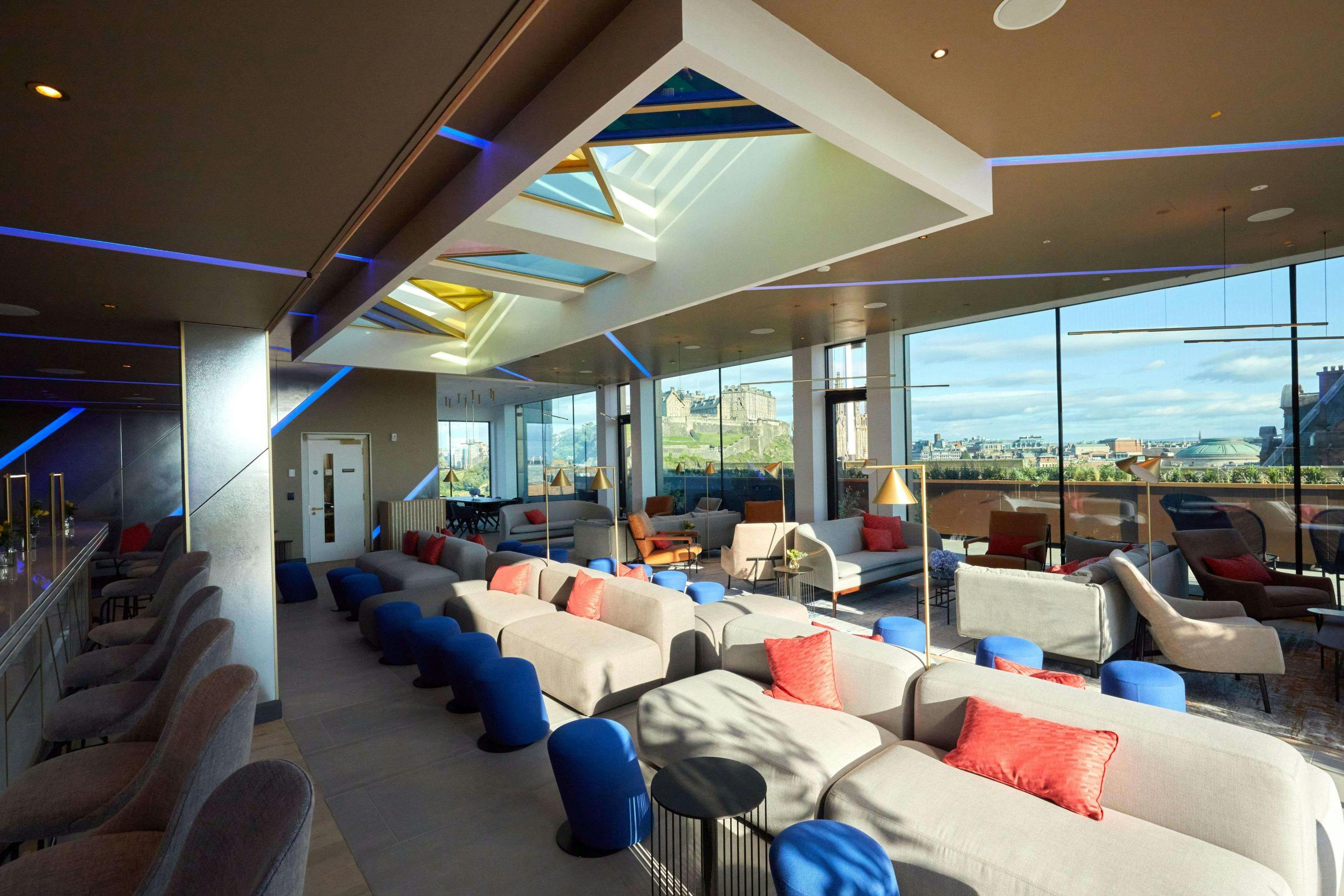 Blue Label Room with city views for VIP receptions and networking events.