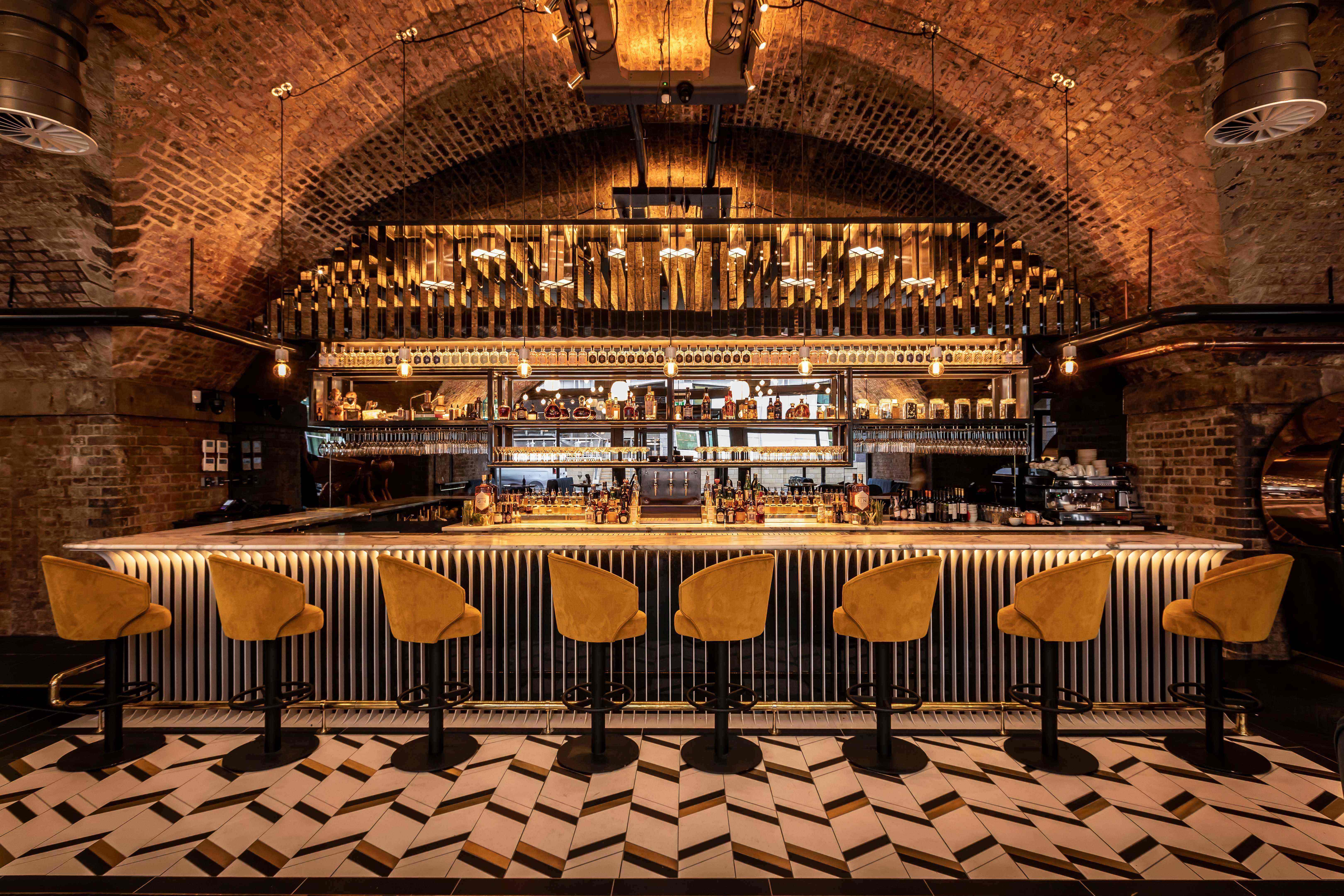 Moody cocktail bar at Spirit of Manchester Distillery for upscale networking and private events.