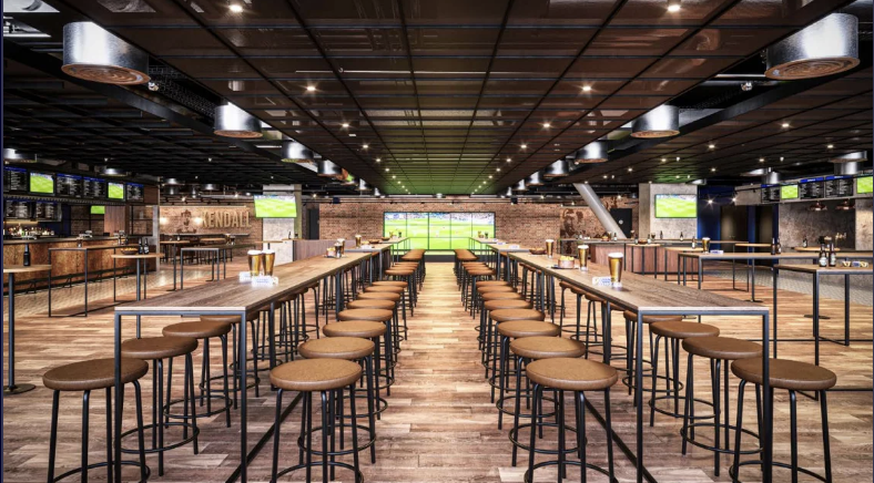 The Yard at Hill Dickinson Stadium: Industrial-chic event space for networking and hospitality.