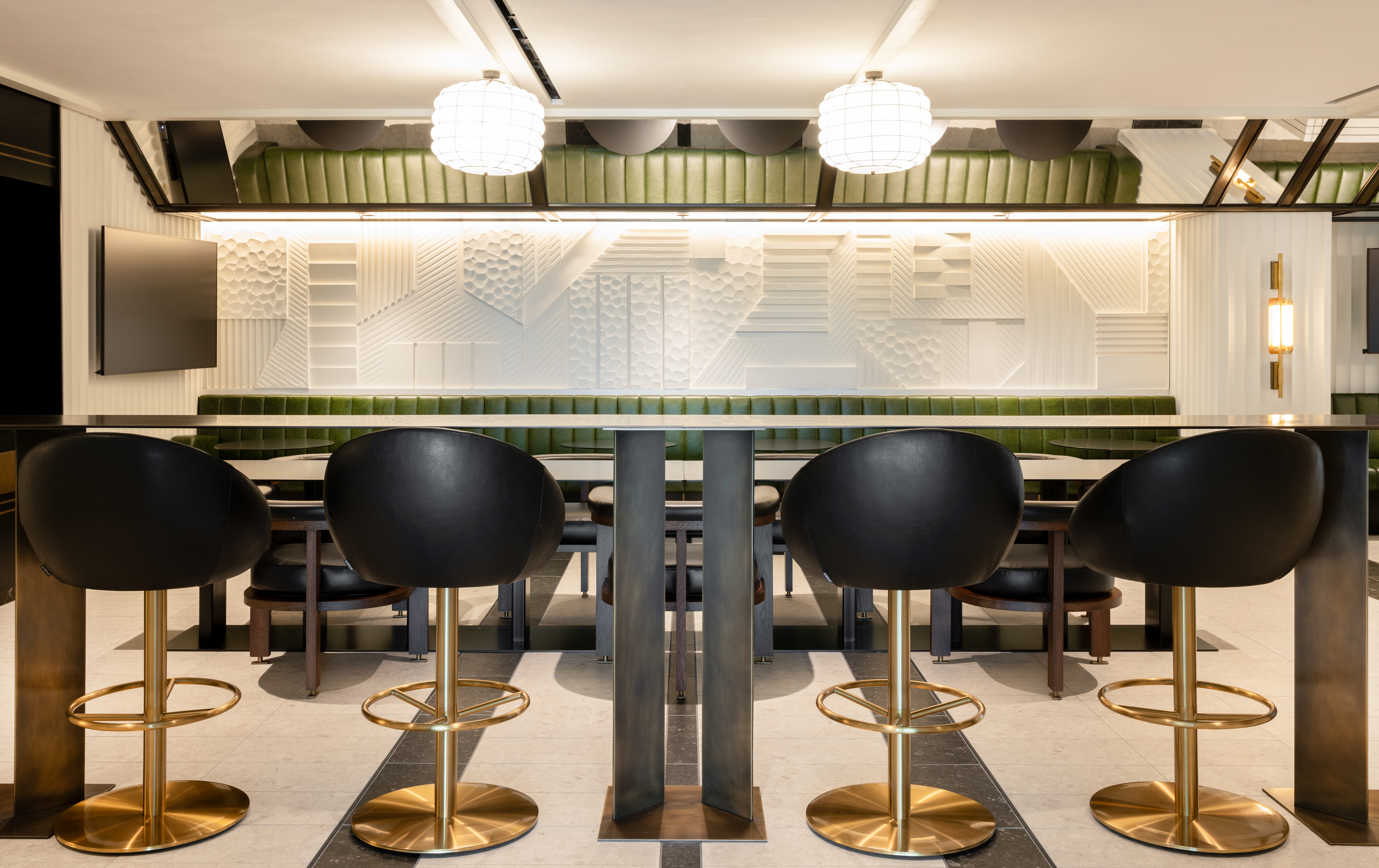 Modern meeting space at Thames Bar, upscale ambiance for networking events in Fulham.