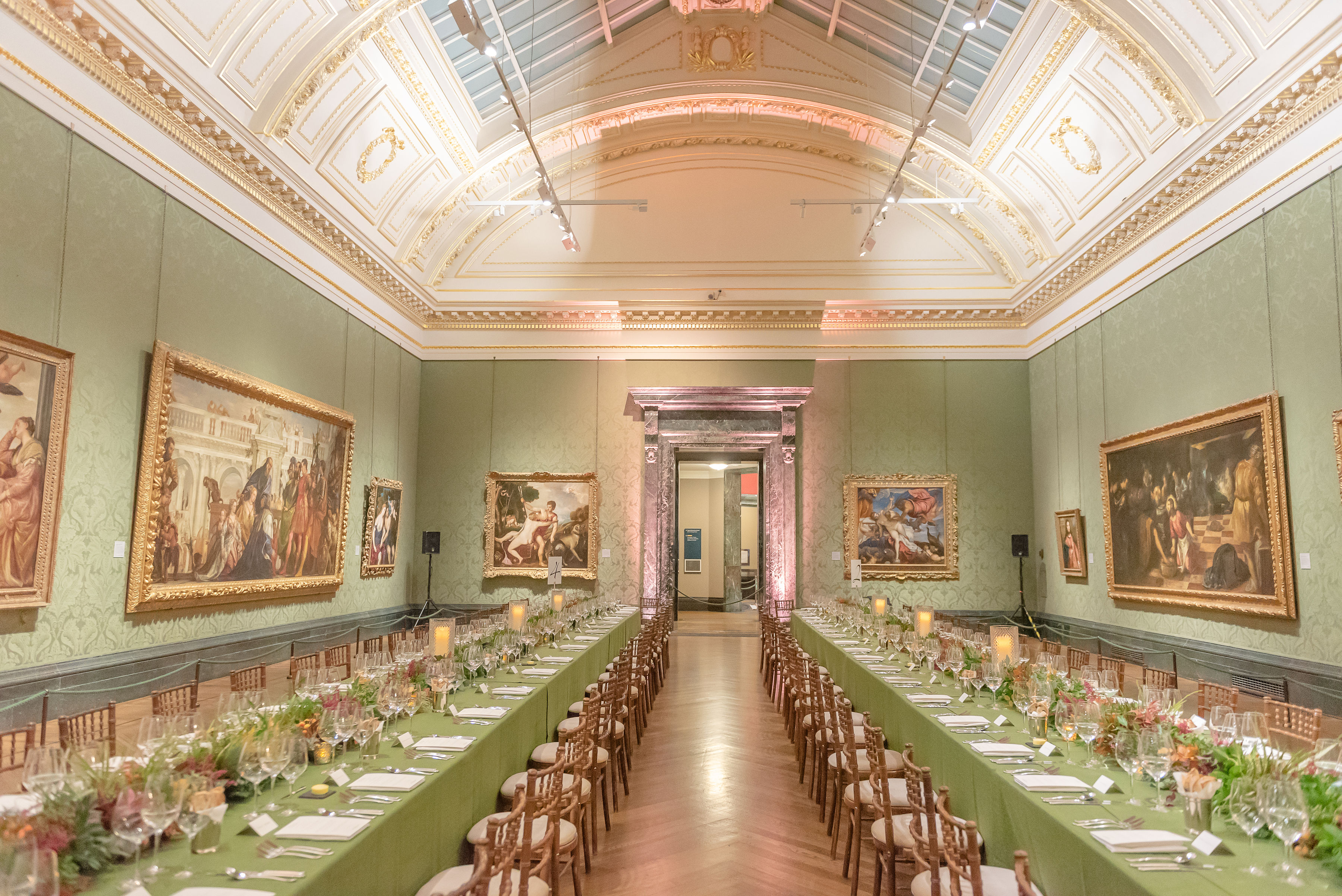 Elegant banquet setup in Wohl Room, National Gallery for corporate events and gatherings.