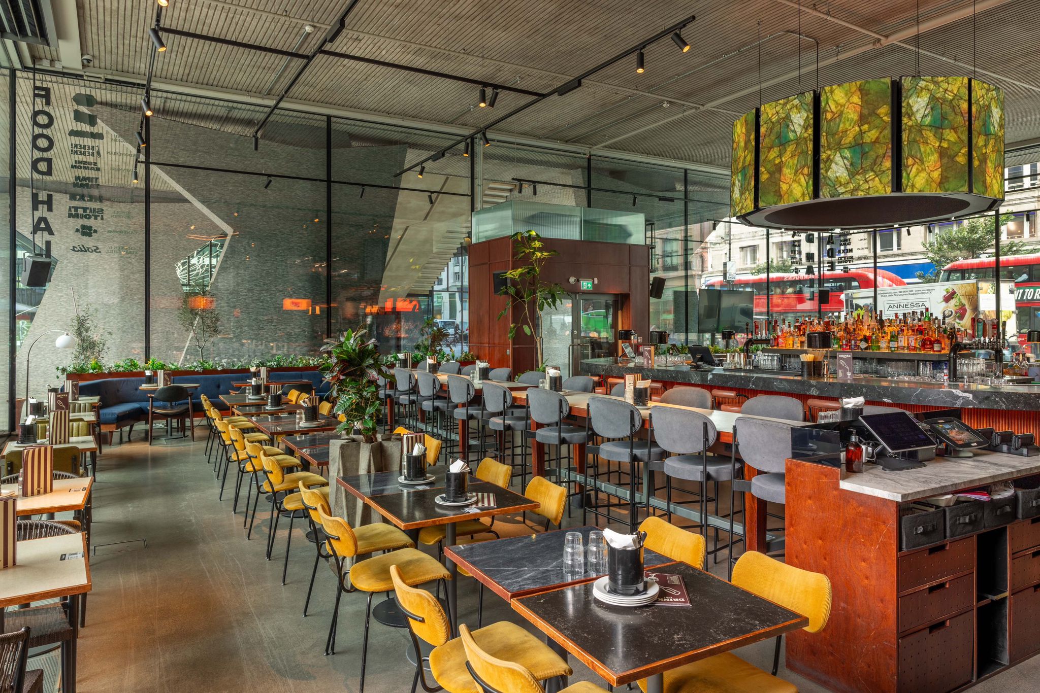 Modern dining venue at Arcade Tottenham Court Road, ideal for corporate events and gatherings.