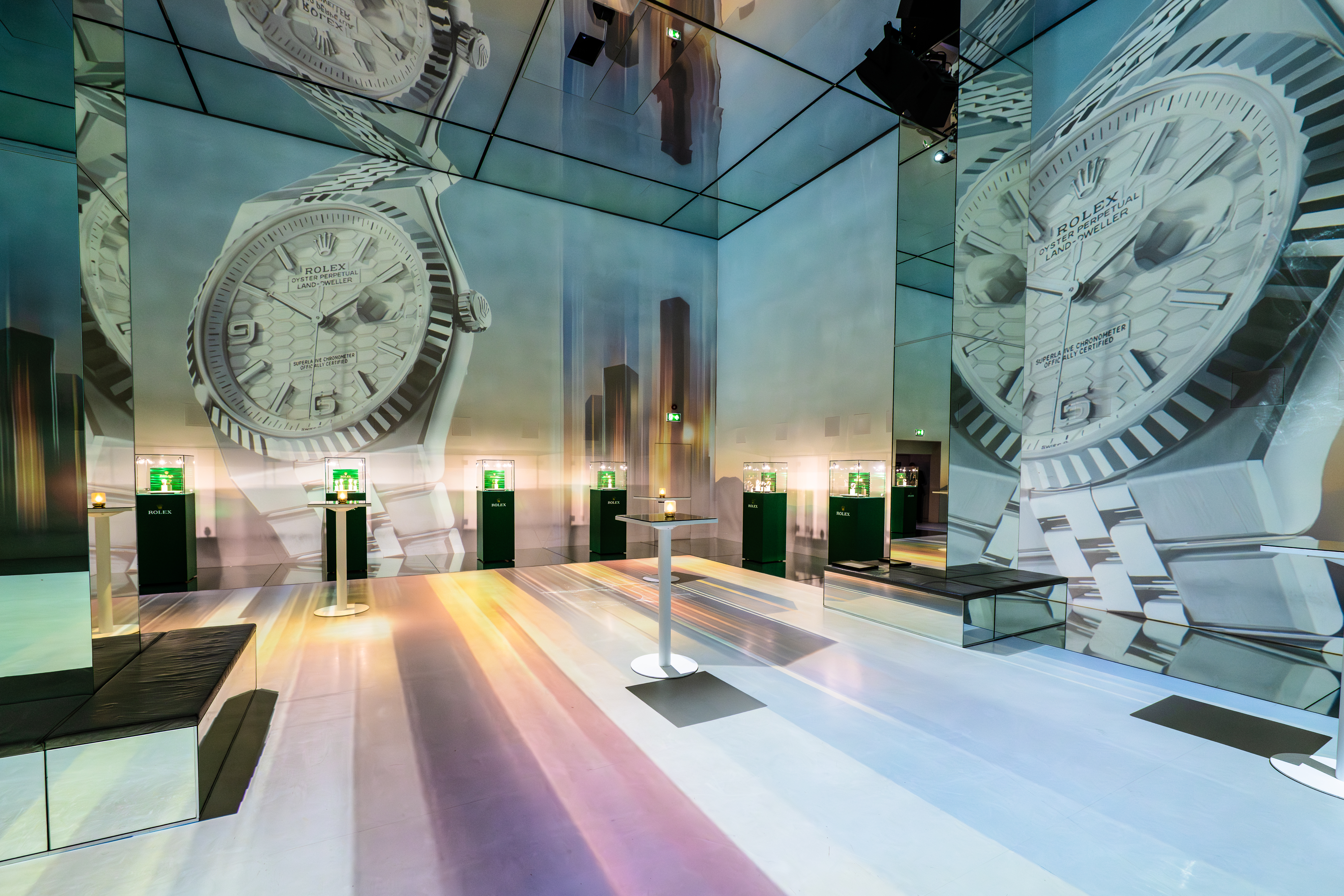 Sleek event space with mirrored walls, ideal for luxury brand activations and launches.