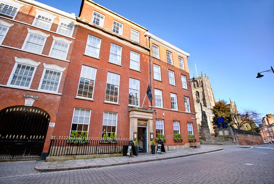 Charming Lace Market Hotel venue with red brick, ideal for corporate events and meetings.