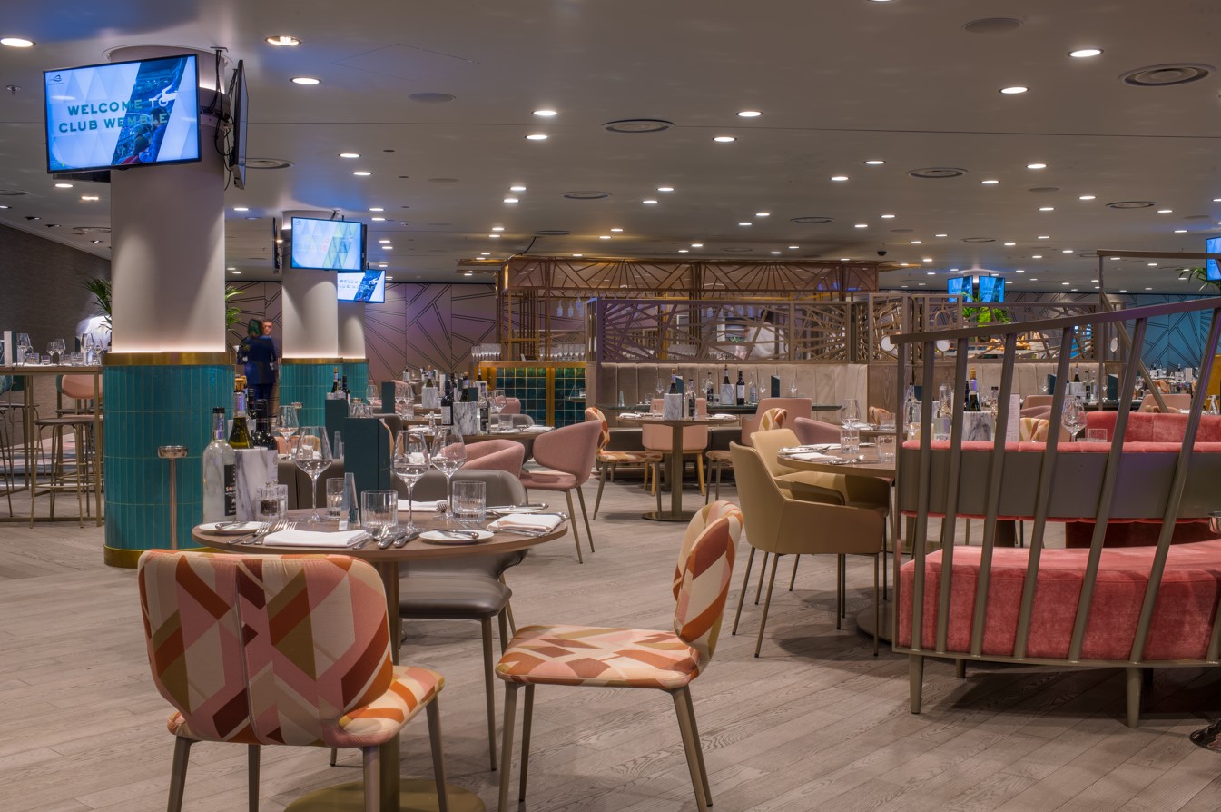Number Nine Wembley Stadium: contemporary hospitality space for corporate networking events.