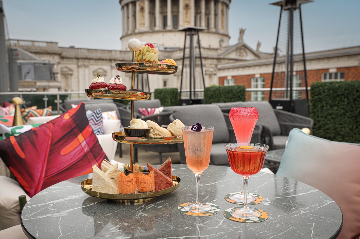 Stylish Sabine Rooftop Bar, outdoor venue for cocktail receptions and networking events.