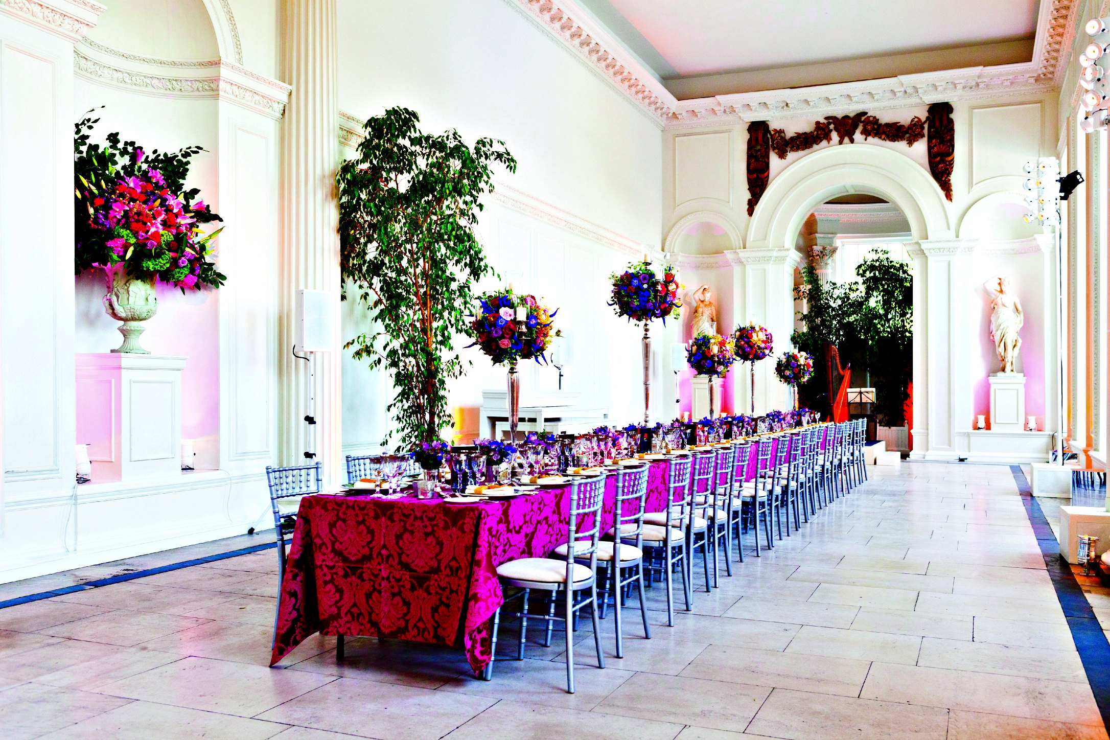 Elegant banquet table in The Orangery, Kensington Palace, ideal for upscale events.