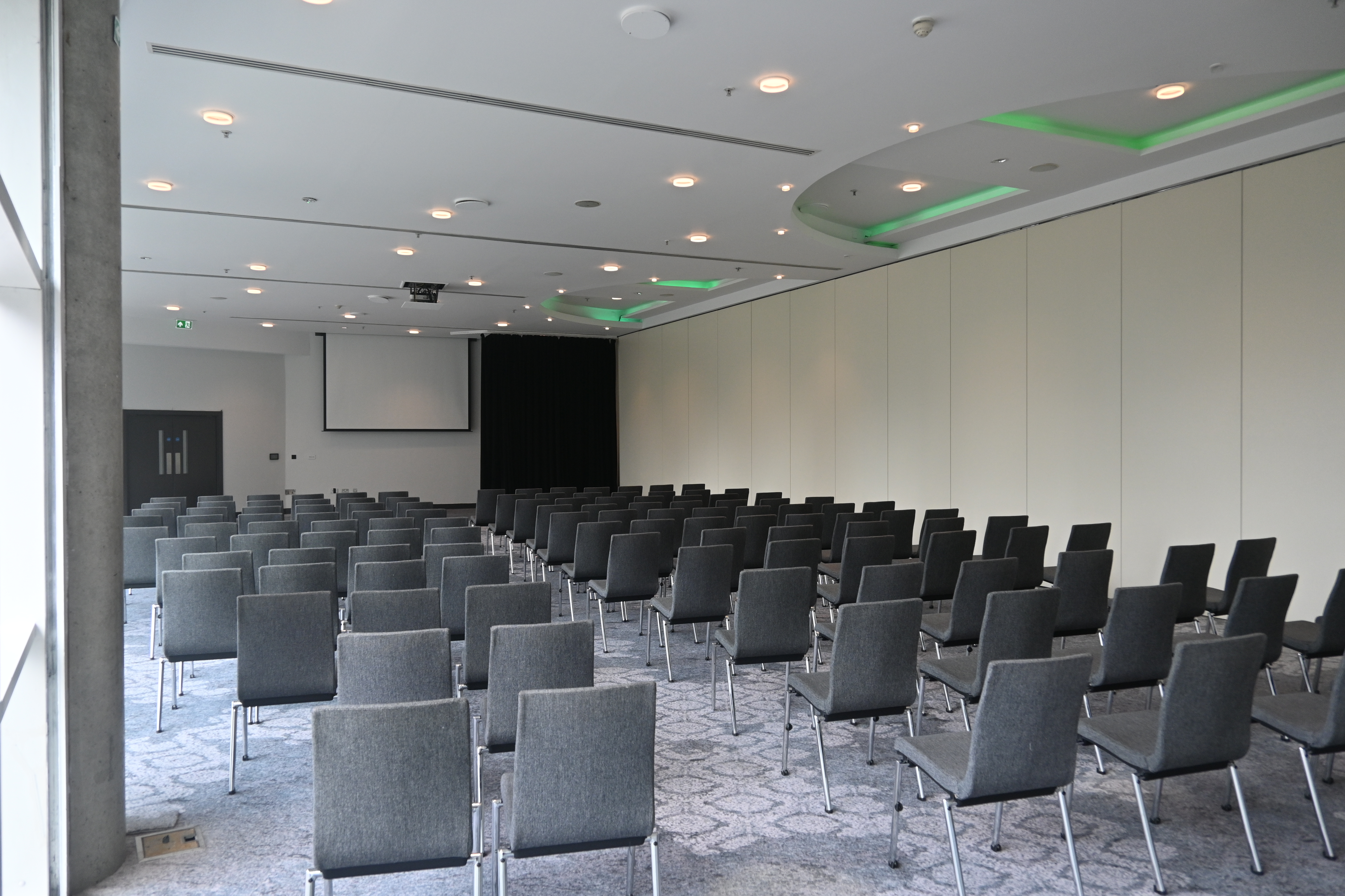 Theater-style conference setup in The Lowry Hotel Half Ball Room for corporate events and seminars.