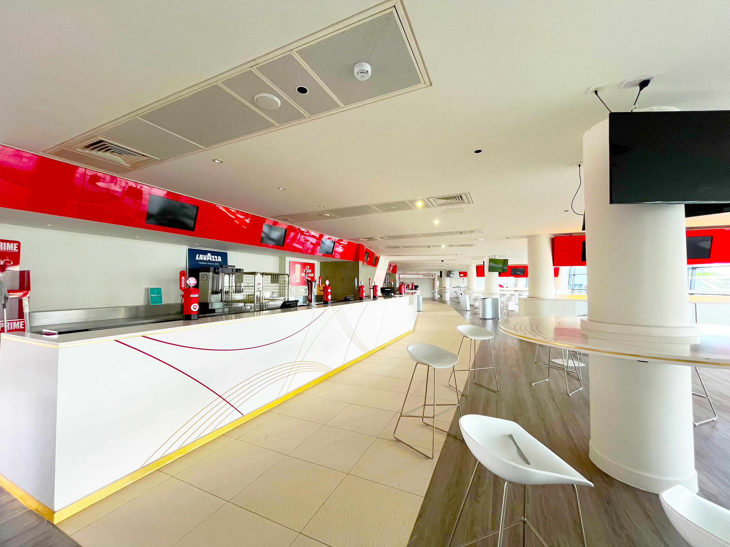 Legends bar at Arsenal's Emirates Stadium, modern event space for networking and gatherings.