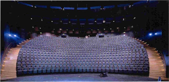 Spacious auditorium with tiered seating for conferences and performances in Birmingham.
